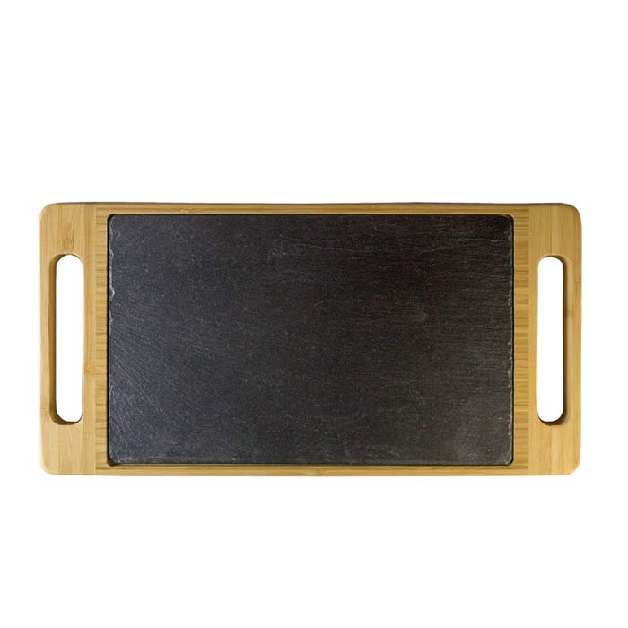 038-3233 Slate & Bamboo Serving Tray, 16in x 8in